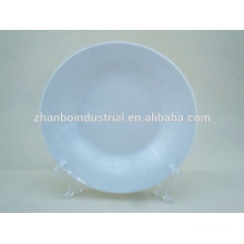 8" white porcelain round-edge soup plate
